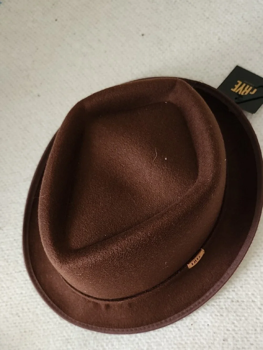 Frye Men's Fedora Hat Dark Brown Felt Stingy Brim Trilby NWT OSFM